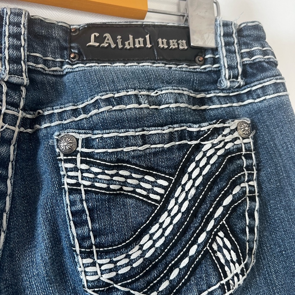 L.A. idol Women's Boot Cut Jeans - Dark Blue Wash - Picture 3 of 4
